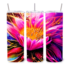 Bright Neon Pink Flower Abstract 20oz Tumbler - Lifestyle