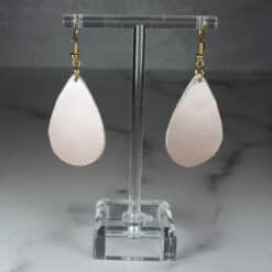 Brown Faux Leather and Gold Embossed Dog Paw Print Teardrop Earrings - Back