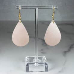 Brown Faux Leather and Gold Embossed Lotus Flower Teardrop Earrings - Back