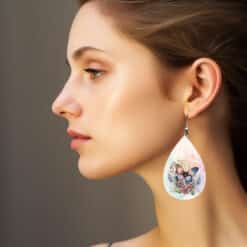 Butterfly Watercolour Floral Teardrop Earrings #1 - Lifestyle