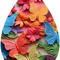 Colourful 3D Butterflies and Flowers Teardrop Earrings #2 - Render