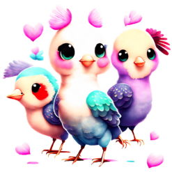 Colourful Baby Birds with Falling Hearts 15oz Mug - Render