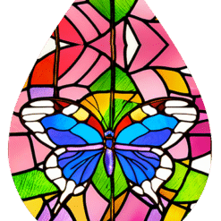 Colourful Stained Glass Butterfly Teardrop Earrings - Render