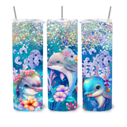 Cute Dolphins Playing on Coral Reef 20oz Tumbler - Lifestyle