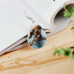 Dachshund Swimming Teardrop Earrings - Lifestyle