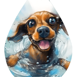 Dachshund Swimming Teardrop Earrings - Render