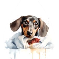 Dachshund on Blanket Teardrop Earrings - Render