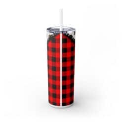 Dog Paws on White Under Buffalo Plaid with Zipper 20oz Tumbler - Back