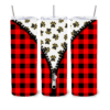 Dog Paws on White Underneath Buffalo Plaid with Zipper 20oz Tumbler - Lifestyle