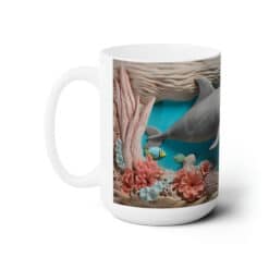 Dolphin Swimming Among Coral #1 15oz Mug - Left