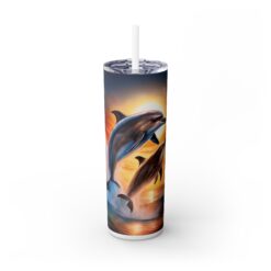 Dolphins Jumping out of Water at Sunset 20oz Tumbler - Front