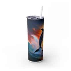 Dolphins Jumping out of Water at Sunset 20oz Tumbler - Left