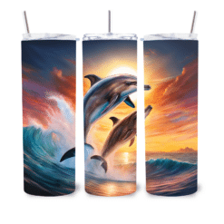 Dolphins Jumping out of Water at Sunset 20oz Tumbler - Lifestyle