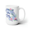 Dolphins and Pink Flowers 15oz Mug - Right