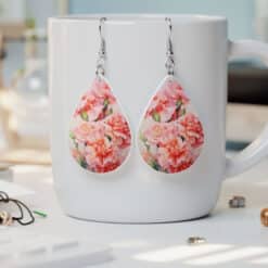January Birth Month Carnation Teardrop Earrings - Lifestyle