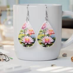 July Birth Month Water Lily Teardrop Earrings - Lifestyle