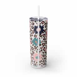 Leopard Print with Flowers Abstract 20oz Tumbler - Back