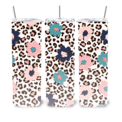 Leopard Print with Flowers Abstract 20oz Tumbler - Lifestyle