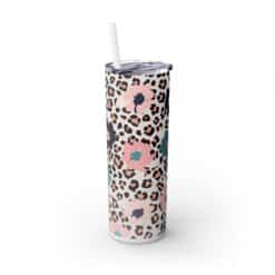 Leopard Print with Flowers Abstract 20oz Tumbler - Right