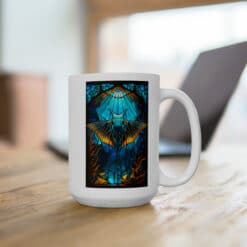 Manta Ray Stained Glass Abstract #1 15oz Mug - Lifestyle