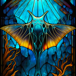 Manta Ray Stained Glass Abstract #1 15oz Mug - Render