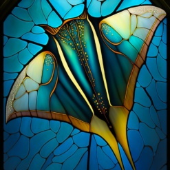 Manta Ray Stained Glass Abstract #2 15oz Mug - Render