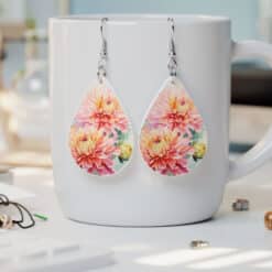November Birth Month Chrysanthemum Teardrop Earrings - Lifestyle