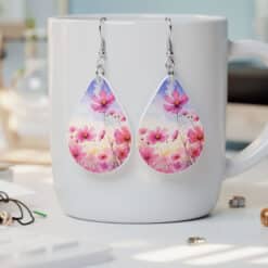 October Birth Month Cosmos Teardrop Earrings - Lifestyle