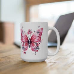 Pink Butterflies 15oz Mug - Lifestyle