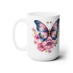 Pink and Blue Butterflies 15oz Mug - Left