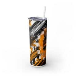 Race Mom Yellow and Black Abstract 20oz Tumbler - Left