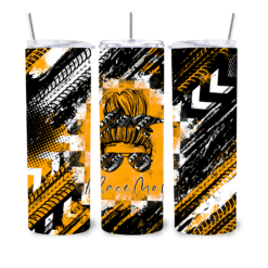 Race Mom Yellow and Black Abstract 20oz Tumbler - Lifestyle