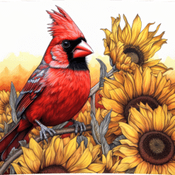 Red Cardinal Among Sunflowers 20oz Tumbler - Render