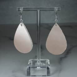 Red and Silver Glitter Heart Faux Leather Teardrop Earrings - Back