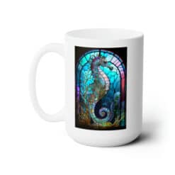 Sea Horse #1 Stained Glass Abstract 15oz Mug - Left