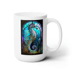 Sea Horse #1 Stained Glass Abstract 15oz Mug - Right