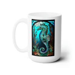 Sea Horse #2 Stained Glass Abstract 15oz Mug - Left
