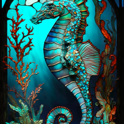 Sea Horse #2 Stained Glass Abstract 15oz Mug - Render