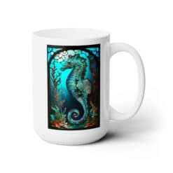 Sea Horse #2 Stained Glass Abstract 15oz Mug - Right