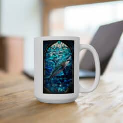 Shark #1 Stained Glass Abstract 15oz Mug - Lifestyle