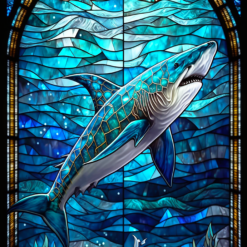 Shark #1 Stained Glass Abstract 15oz Mug - Render