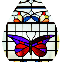 Stained Glass Purple and Red Butterfly Teardrop Earrings - Render