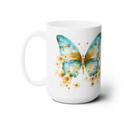 Teal and Gold Butterflies 15oz Mug - Left