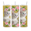White Cats with Pink Flowers 20oz Tumbler - Lifestyle