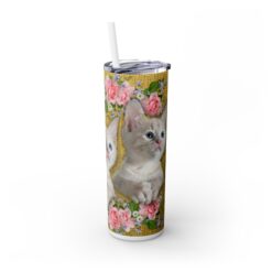 White Cats with Pink Flowers 20oz Tumbler - Right