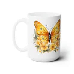 Yellow Butterflies 15oz Mug - Left