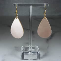 Yellow Faux Leather and Gold Embossed Cat Face Teardrop Earrings - Back