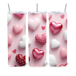 Cute 3D Pink and White Hearts 20oz Tumbler - Lifestyle