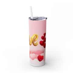 3D Gold Love with Red and Pink Hearts 20oz Tumbler - Right