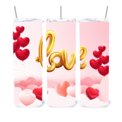 3D Gold love with Red and Pink Hearts 20oz Tumbler - Lifestyle